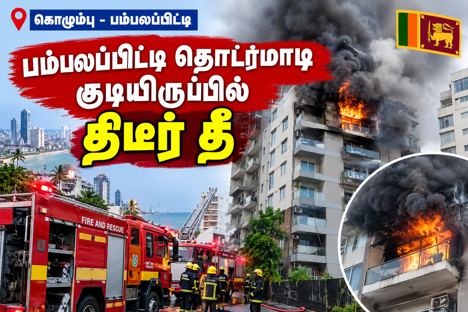 பம்பலப்பிட்டி தொடர்மாடி குடியிருப்பில் திடீர் தீ